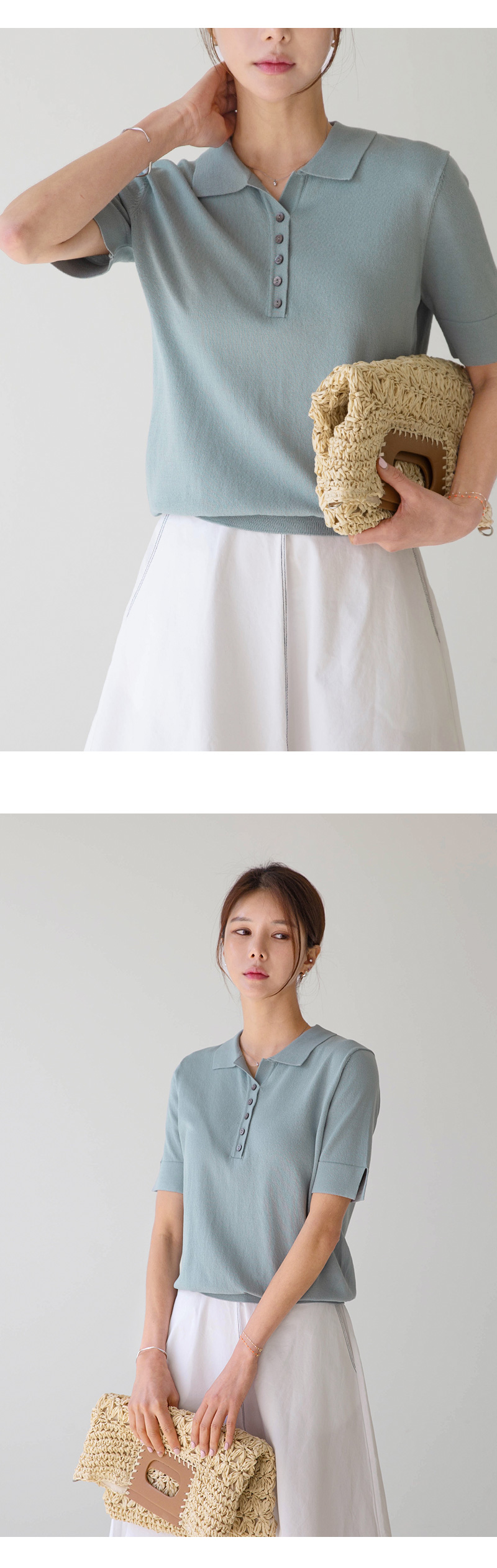 카르 버튼 니트