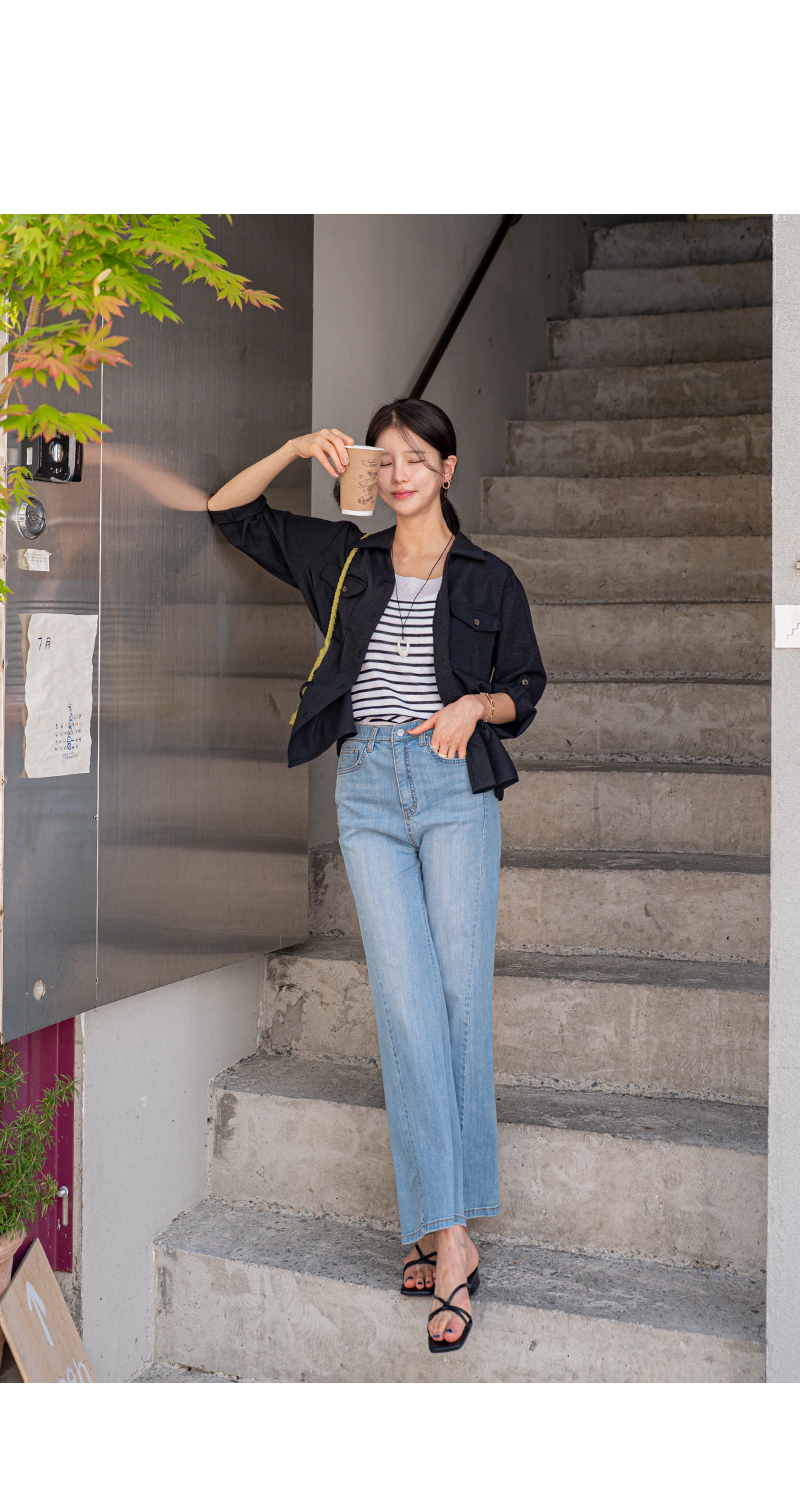포멀 스트링 롤업 반소매 셔츠