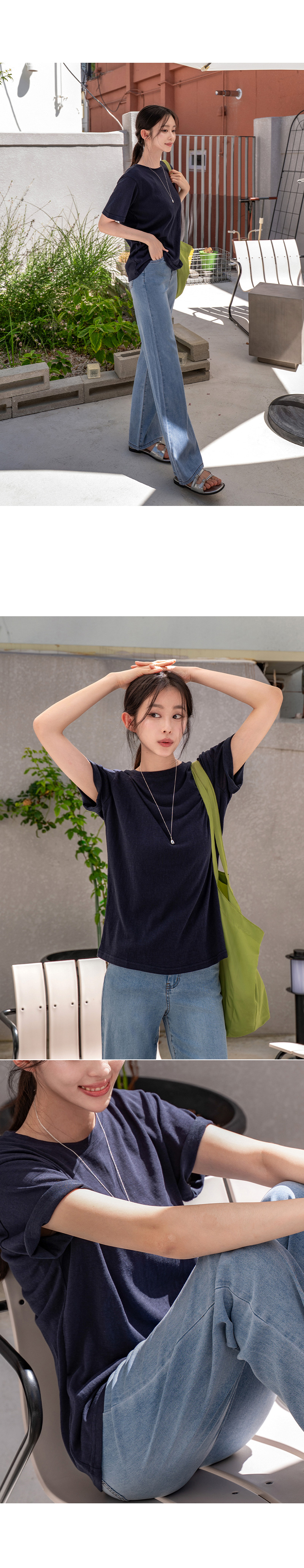 펜던트 자수 슬라브 반팔티