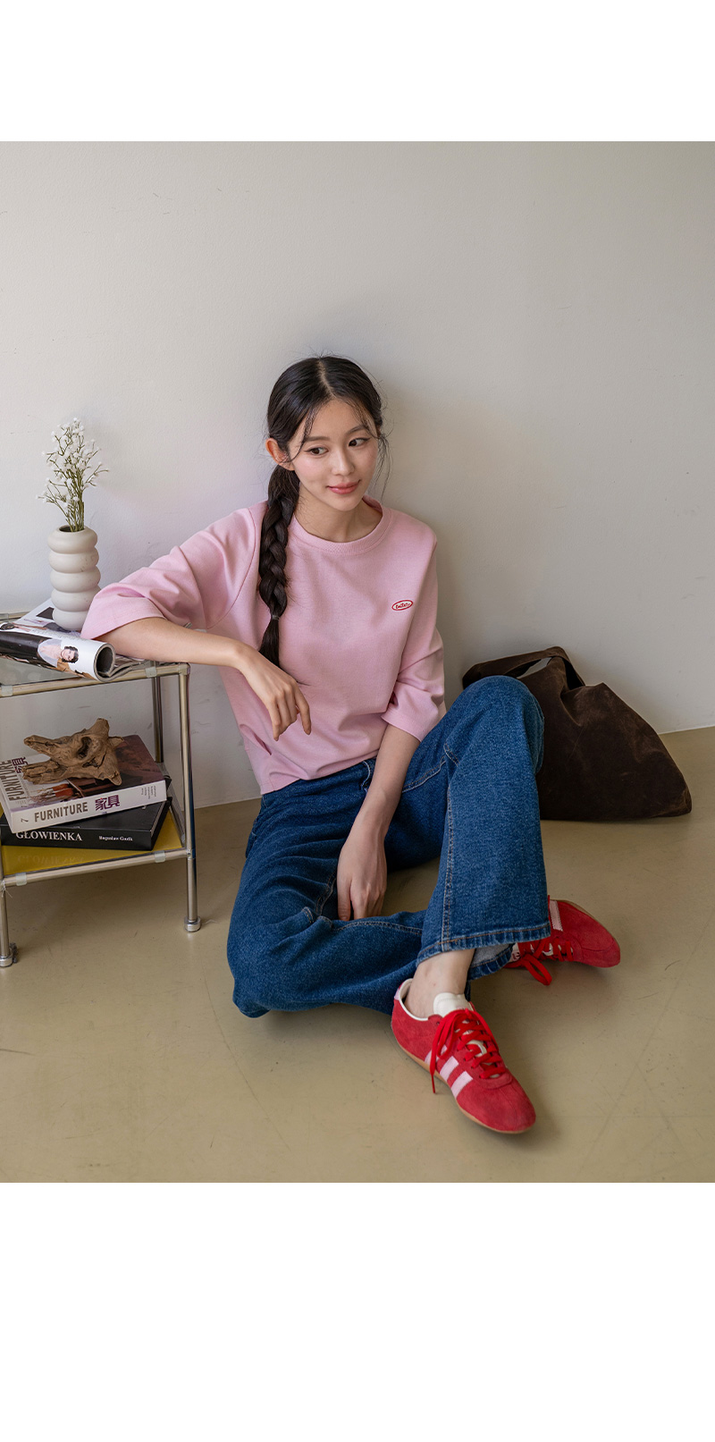 버터 자수 트임 7부 맨투맨