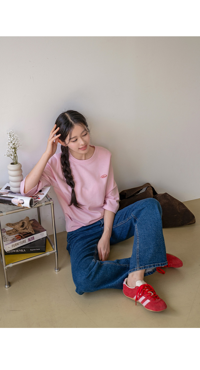 버터 자수 트임 7부 맨투맨