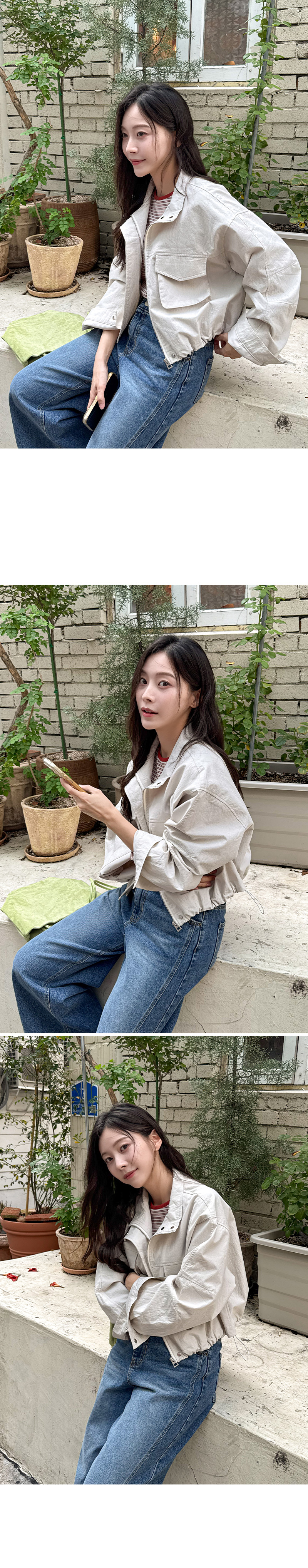렌토 프론트 포켓 코튼 점퍼