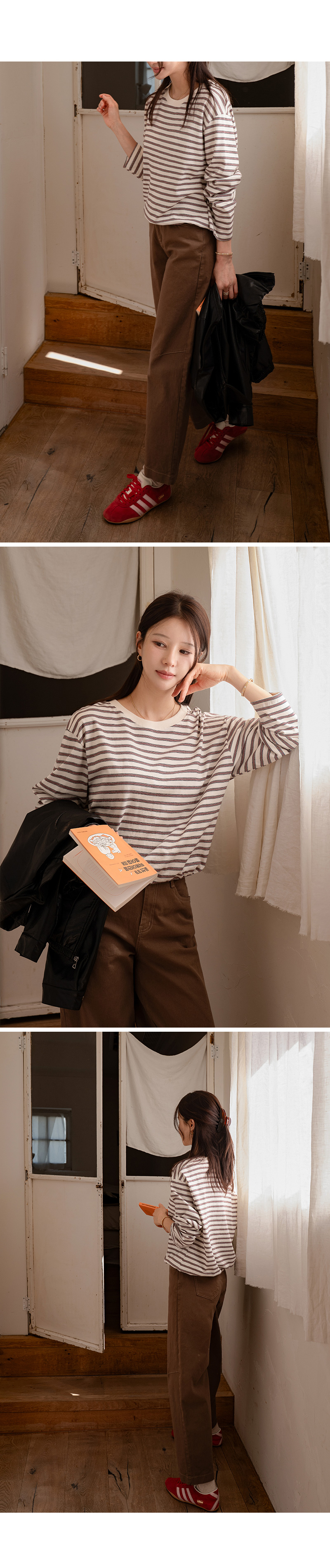 노멀 스트링 스트라이프 티셔츠