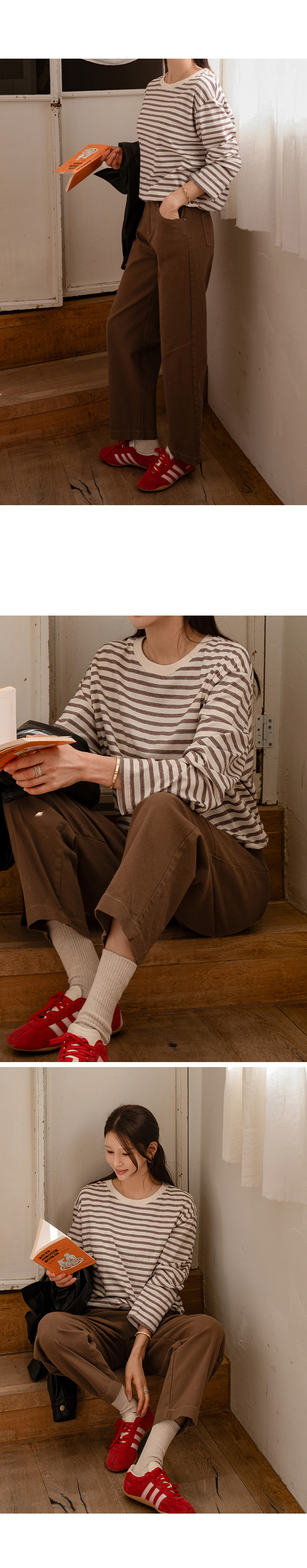 노멀 스트링 스트라이프 티셔츠