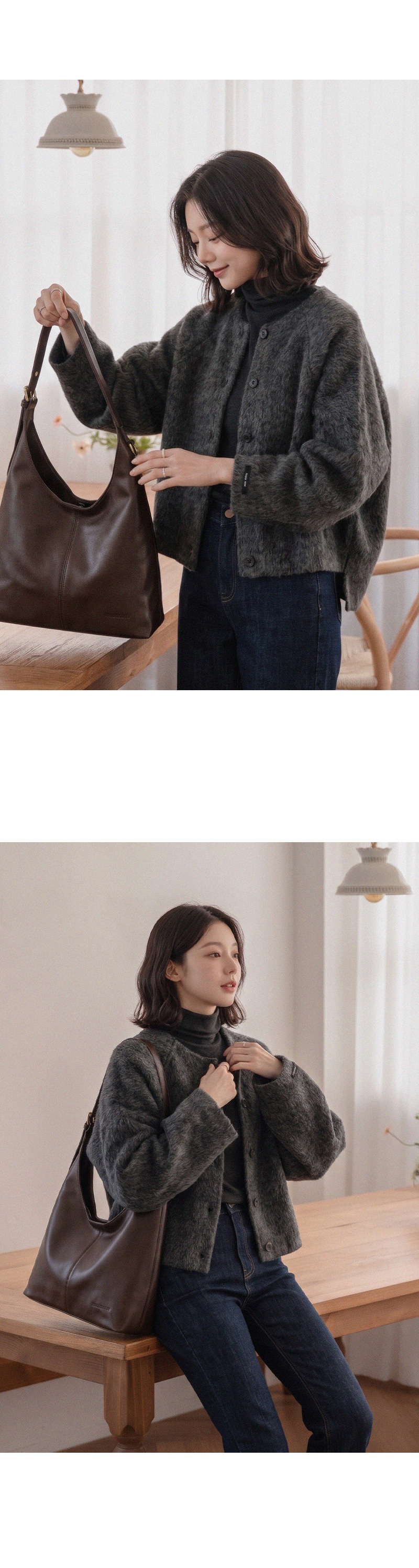 노카라 언발 울 핸드메이드 코트