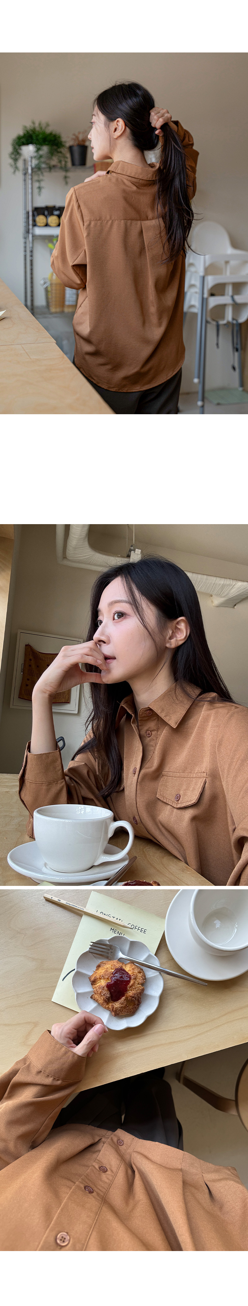 [벨유] 언더 핀턱 포켓 언발 셔츠