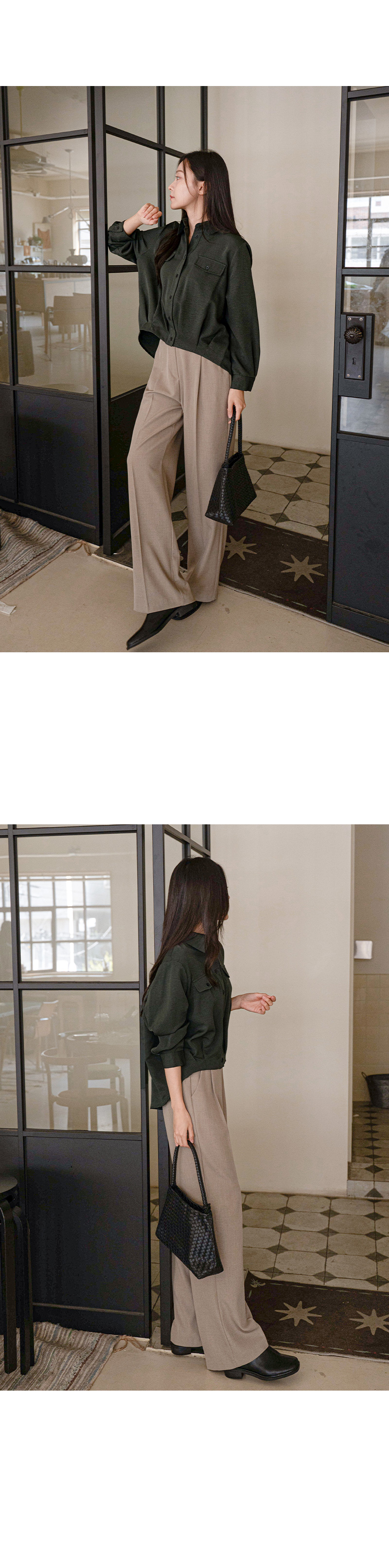 [벨유] 언더 핀턱 포켓 언발 셔츠