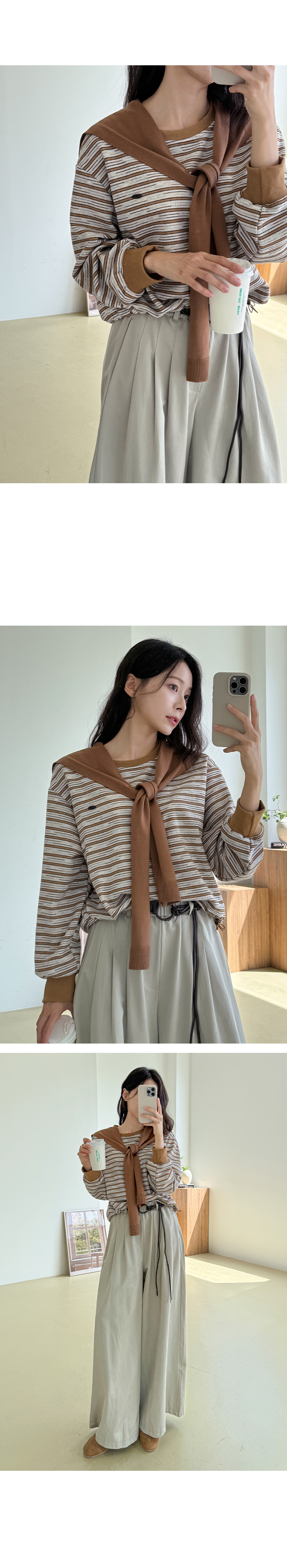 단가라 맨투맨 숄 세트