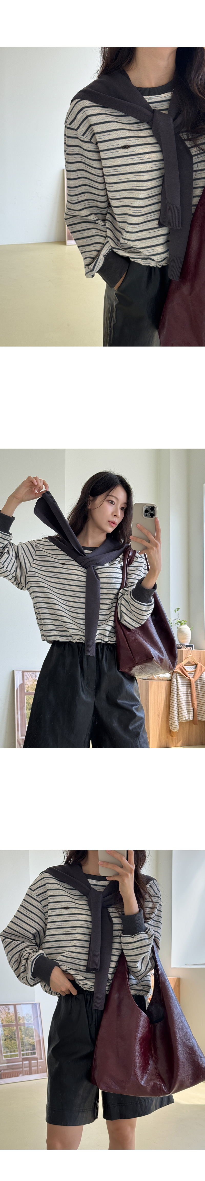 단가라 맨투맨 숄 세트