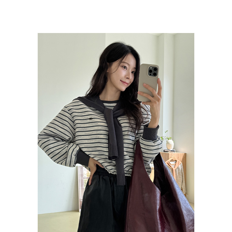 단가라 맨투맨 숄 세트