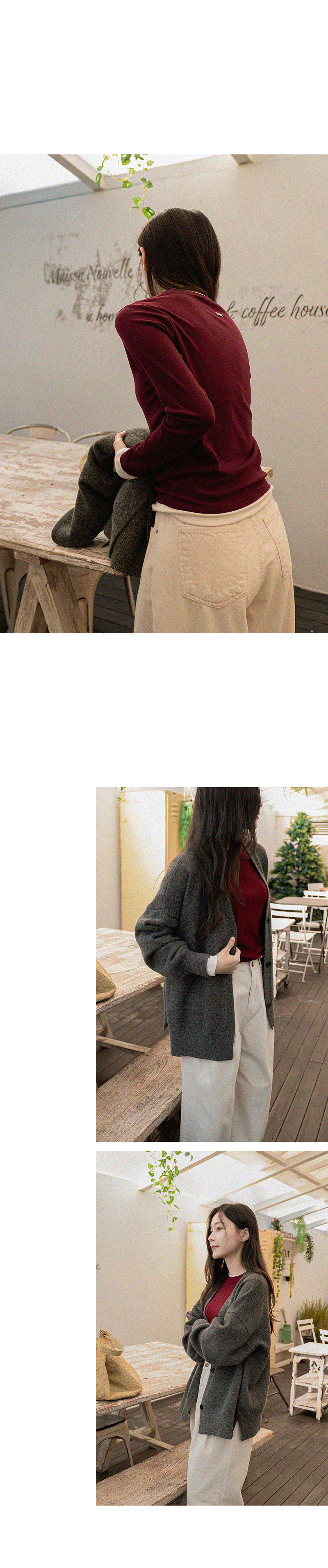 [벨유]투톤 레이어드 티셔츠