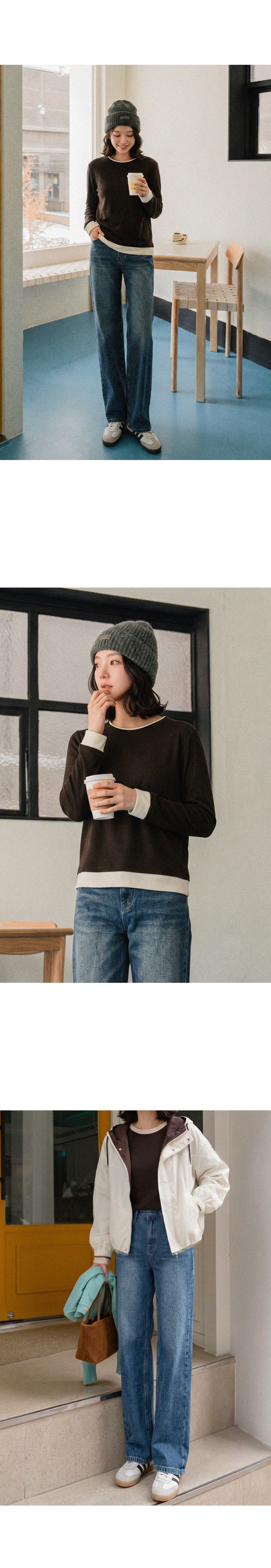 [벨유]투톤 레이어드 티셔츠