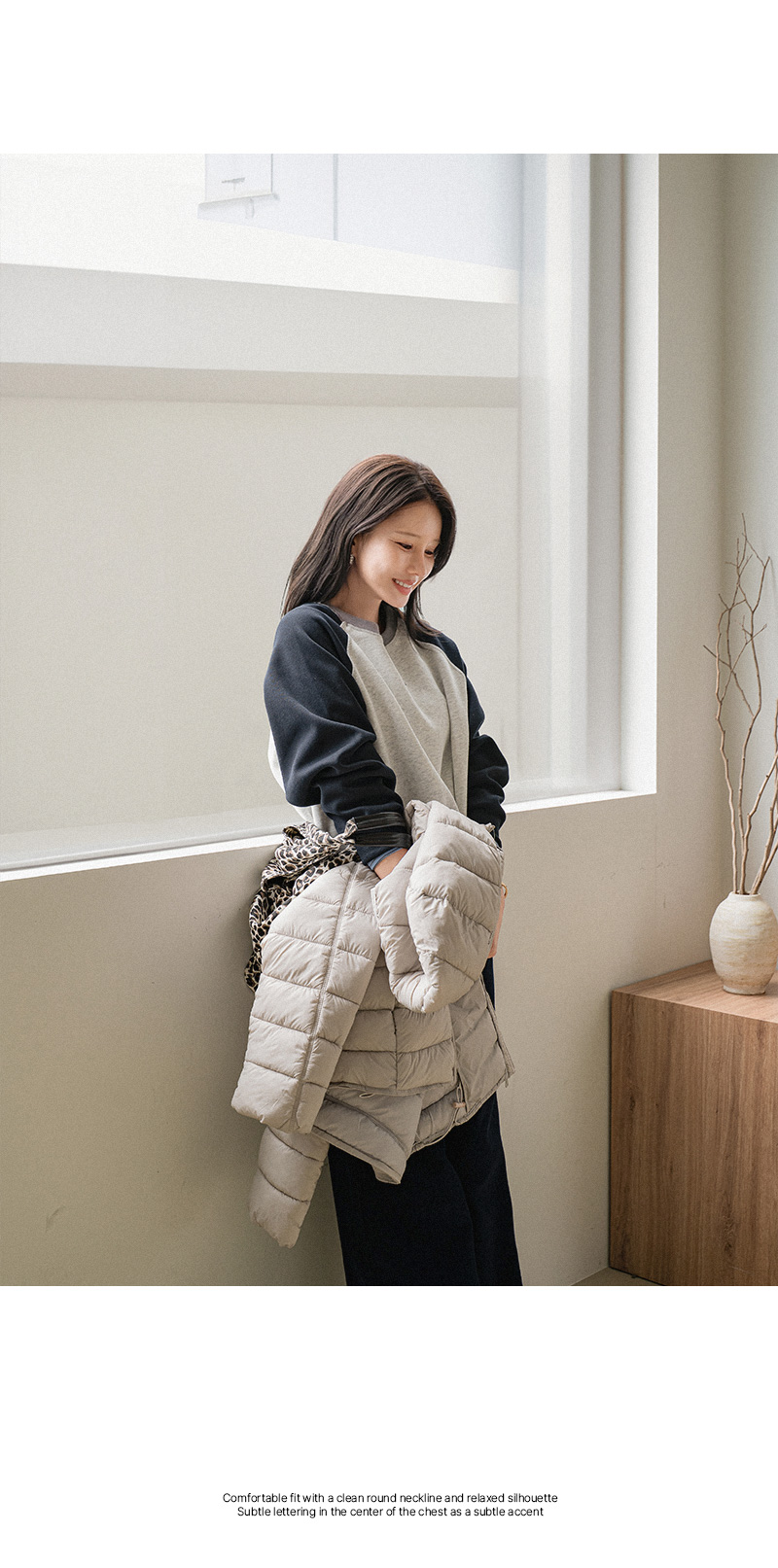 데일리 후드 스트링 경량 패딩