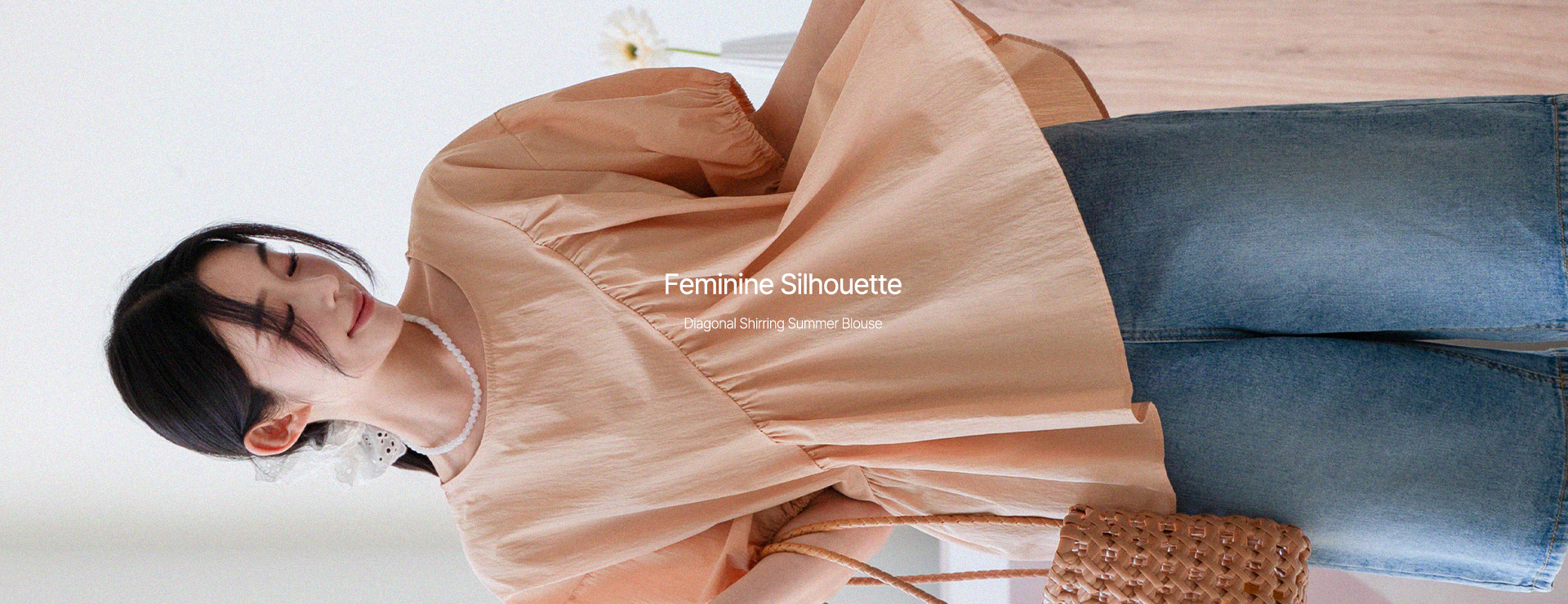 Diagonal Shirring Summer Blouse