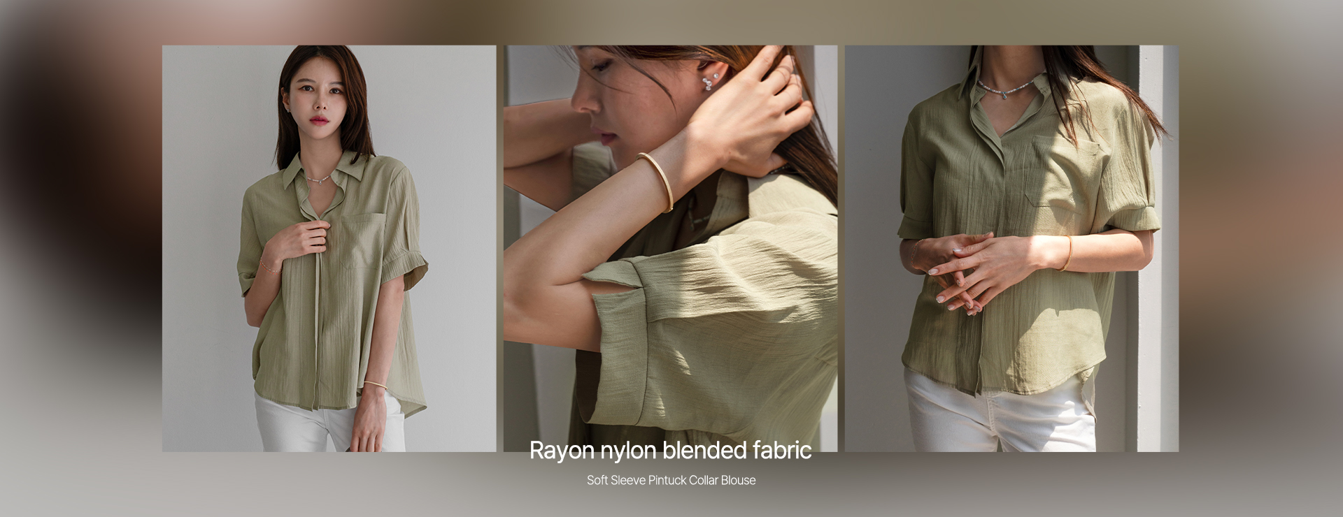 Soft Sleeve Pintuck Collar Blouse