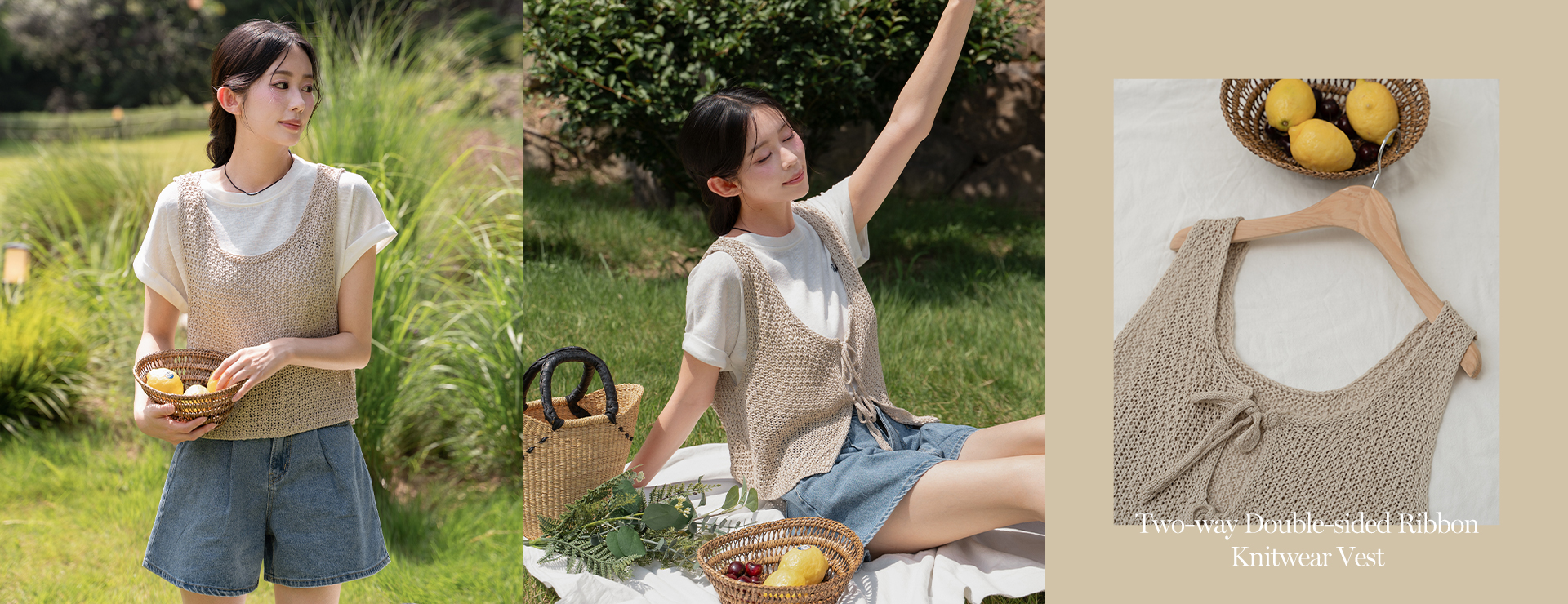 Two-way Double-sided Ribbon Knitwear Vest