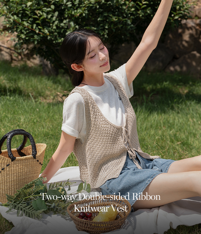 'Two-way Double-sided Ribbon Knitwear Vest