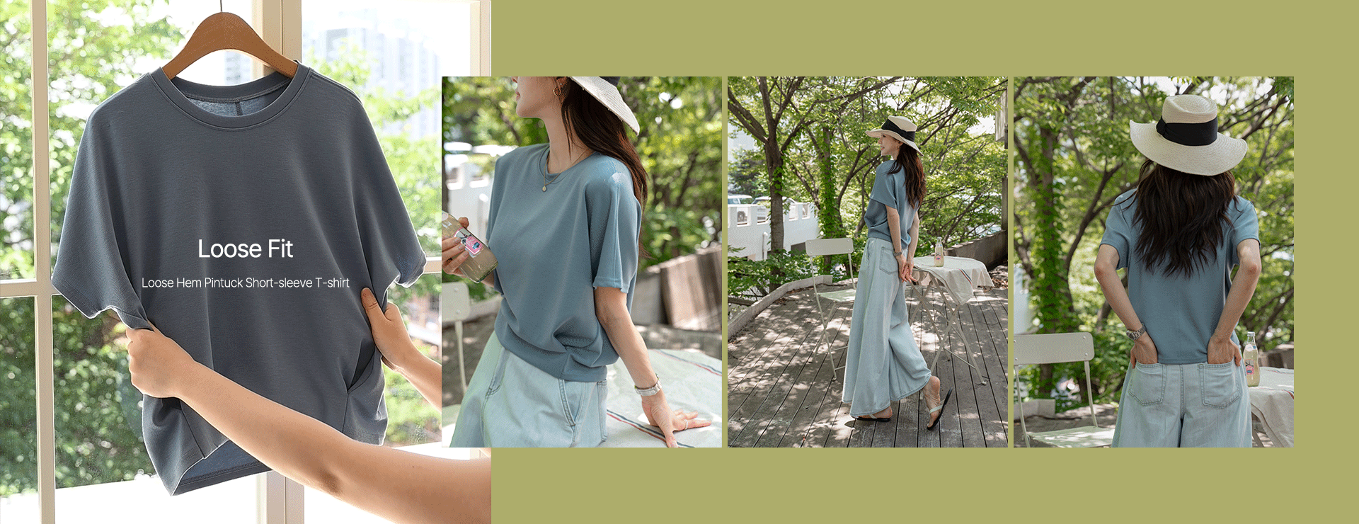 Loose Hem Pintuck Short-sleeve T-shirt