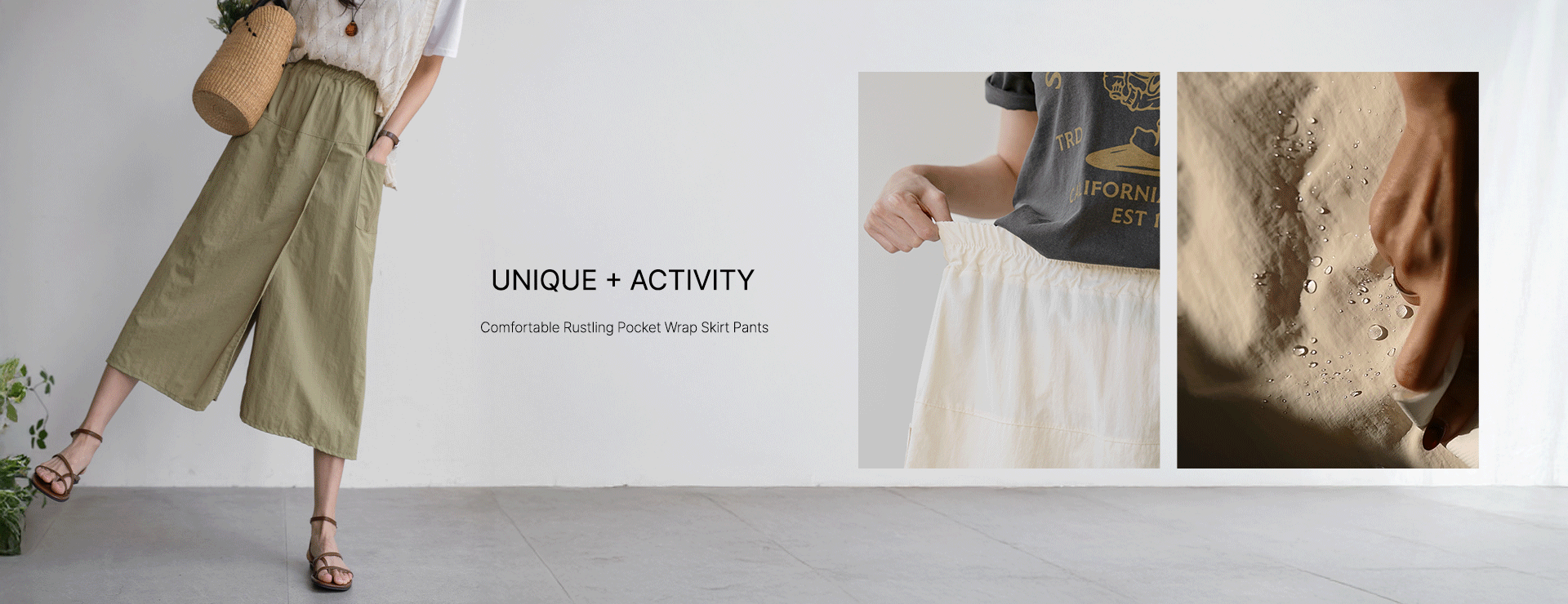 Comfortable Rustling Pocket Wrap Skirt Pants