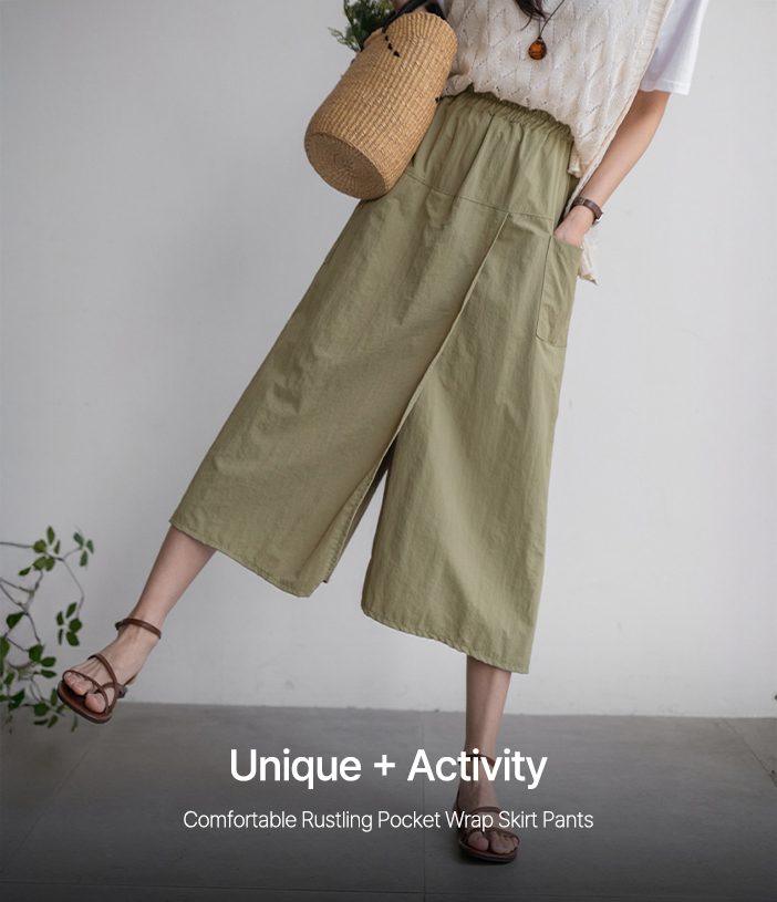 Comfortable Rustling Pocket Wrap Skirt Pants