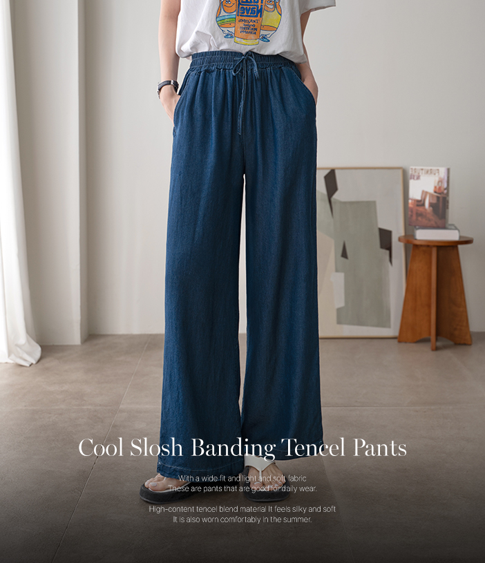 Cool Slosh Banding Tencel Pants