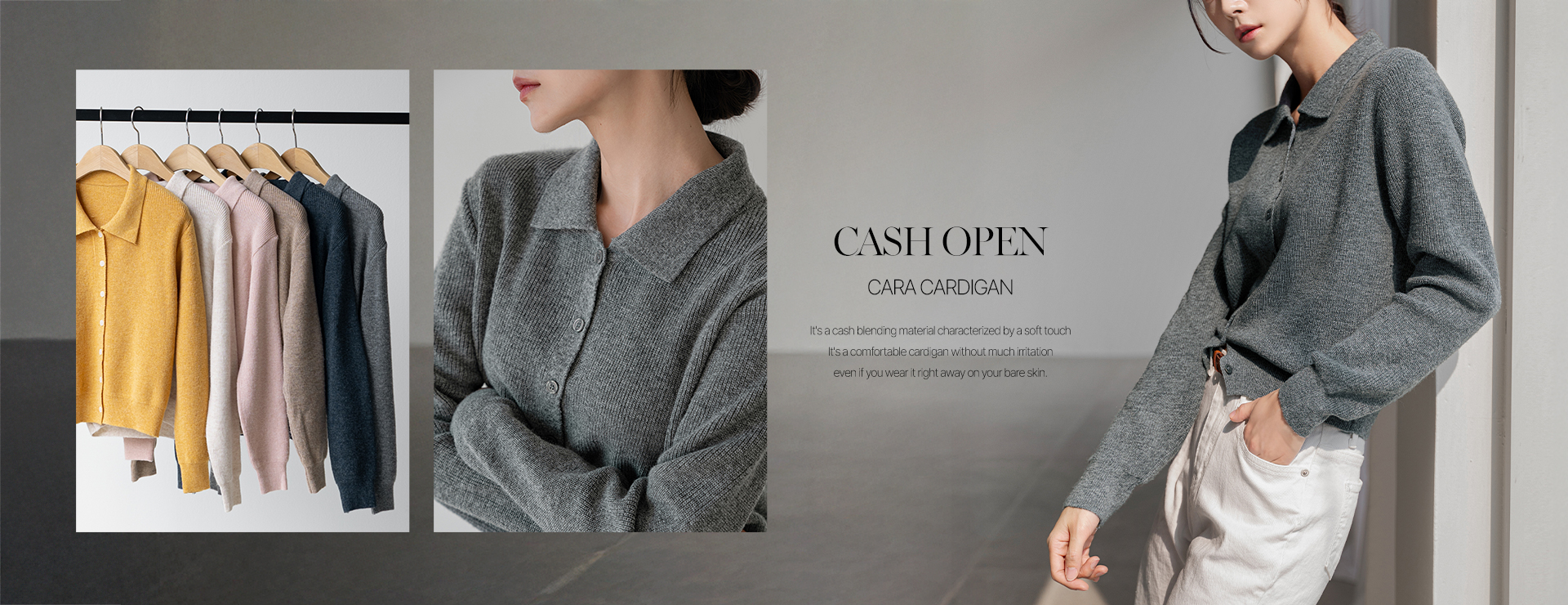 Cashmere Open Collar Cardigan Knitwear