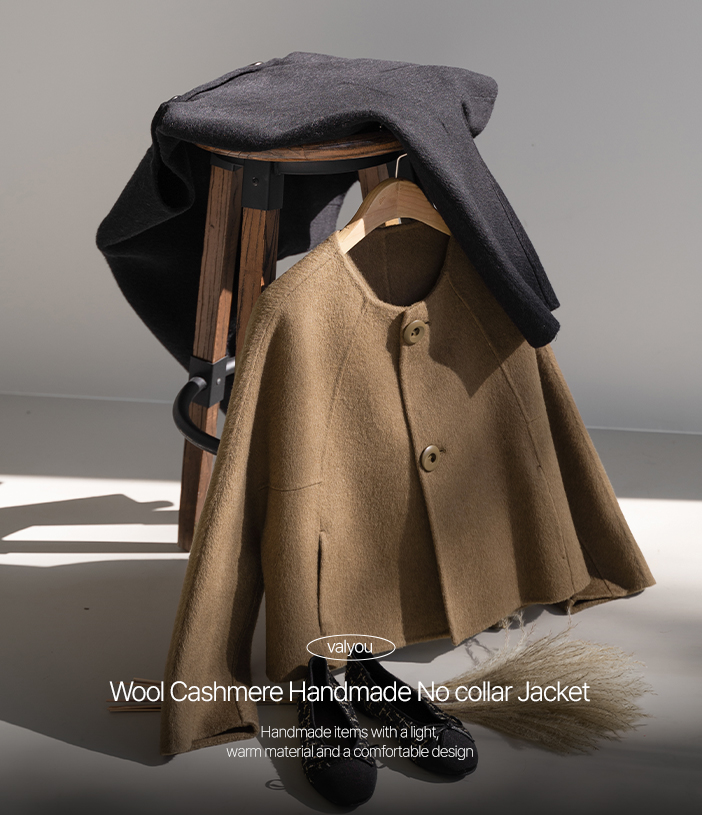 [valyou] Wool Cashmere Handmade No collar Jacket
