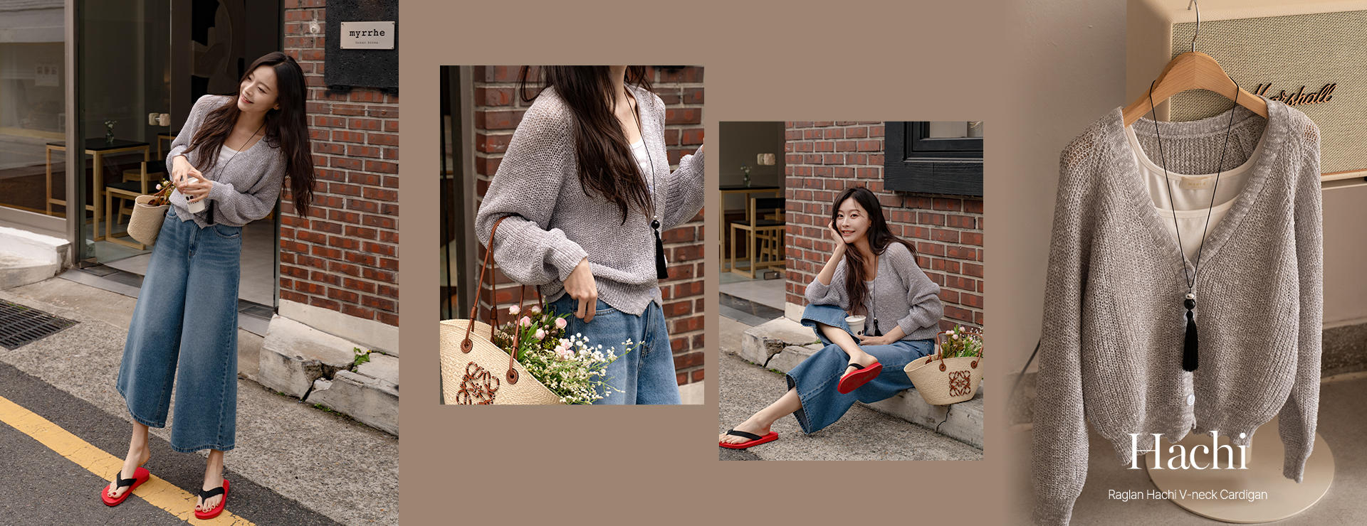 Raglan Hachi V-neck Cardigan