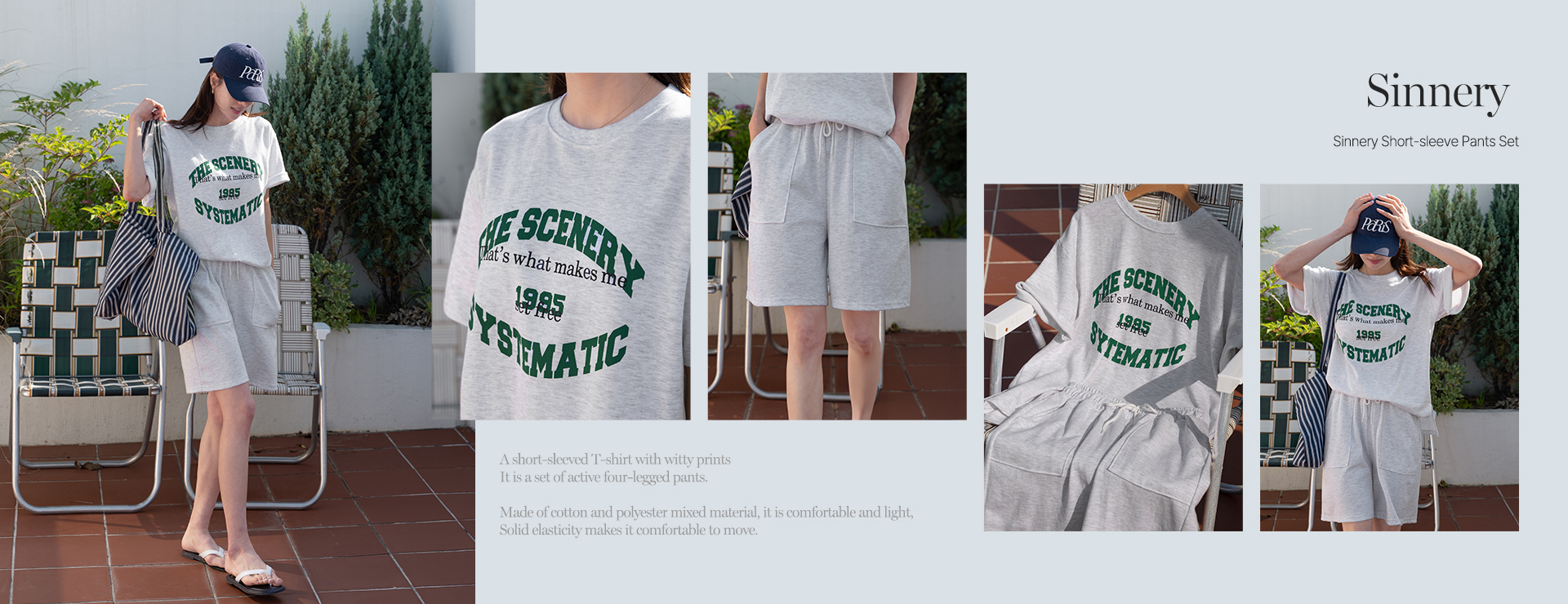 Sinnery Short-sleeve Pants Set