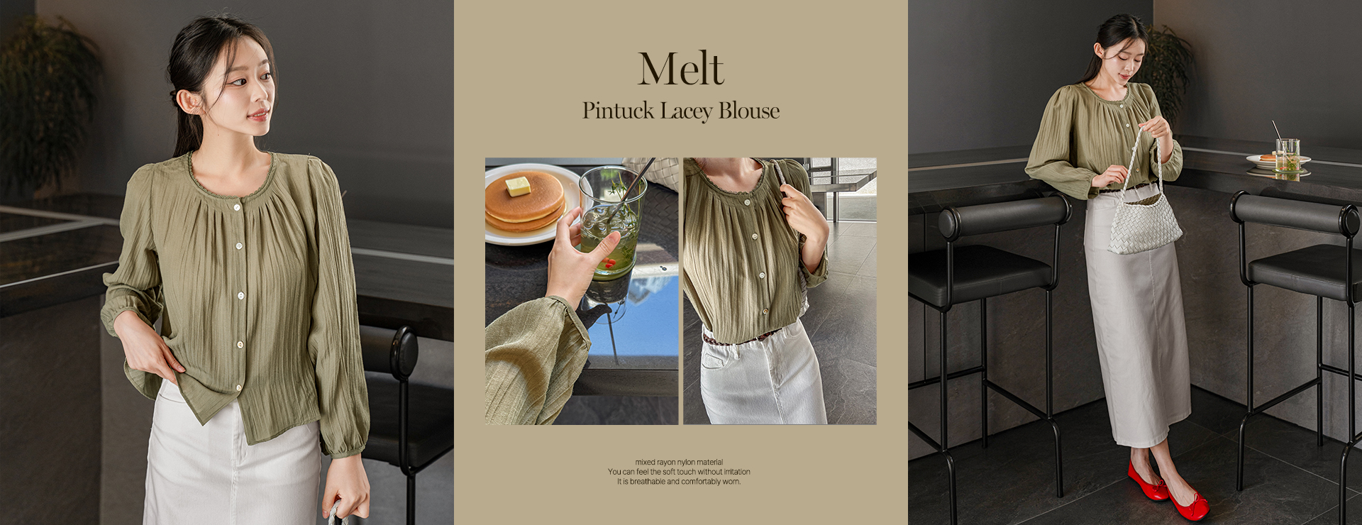 Melt Pintuck Lacey Blouse