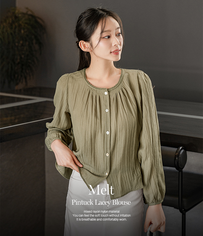 Melt Pintuck Lacey Blouse