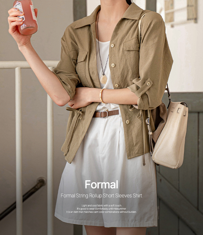 Formal String Rollup Short Sleeves Shirt